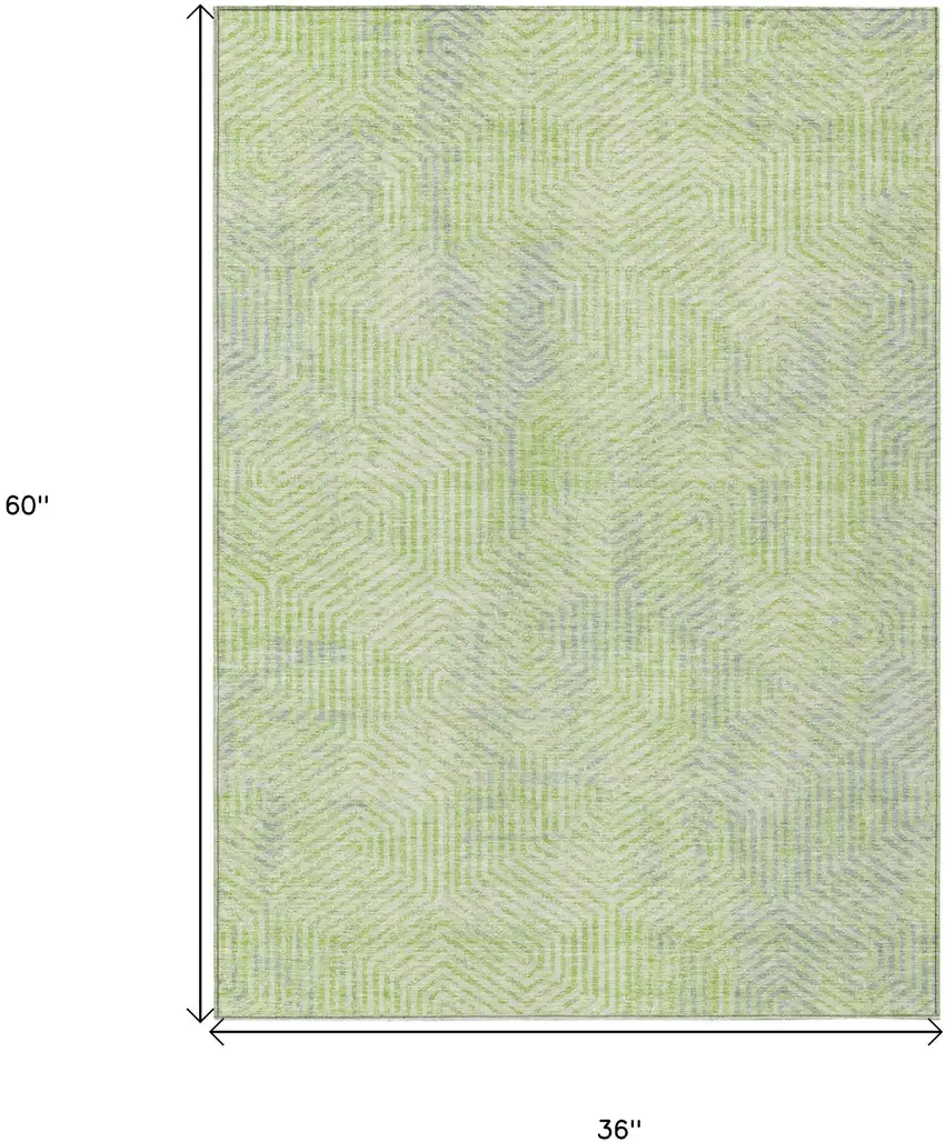 Lime Green Gray And Ivory Geometric Washable Indoor Outdoor Area Rug Photo 3