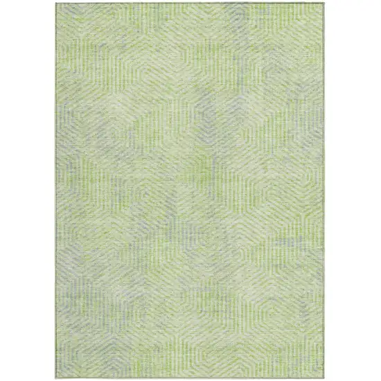 Lime Green Gray And Ivory Geometric Washable Indoor Outdoor Area Rug Photo 7
