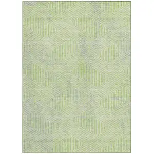 Photo of Lime Green Gray And Ivory Geometric Washable Indoor Outdoor Area Rug