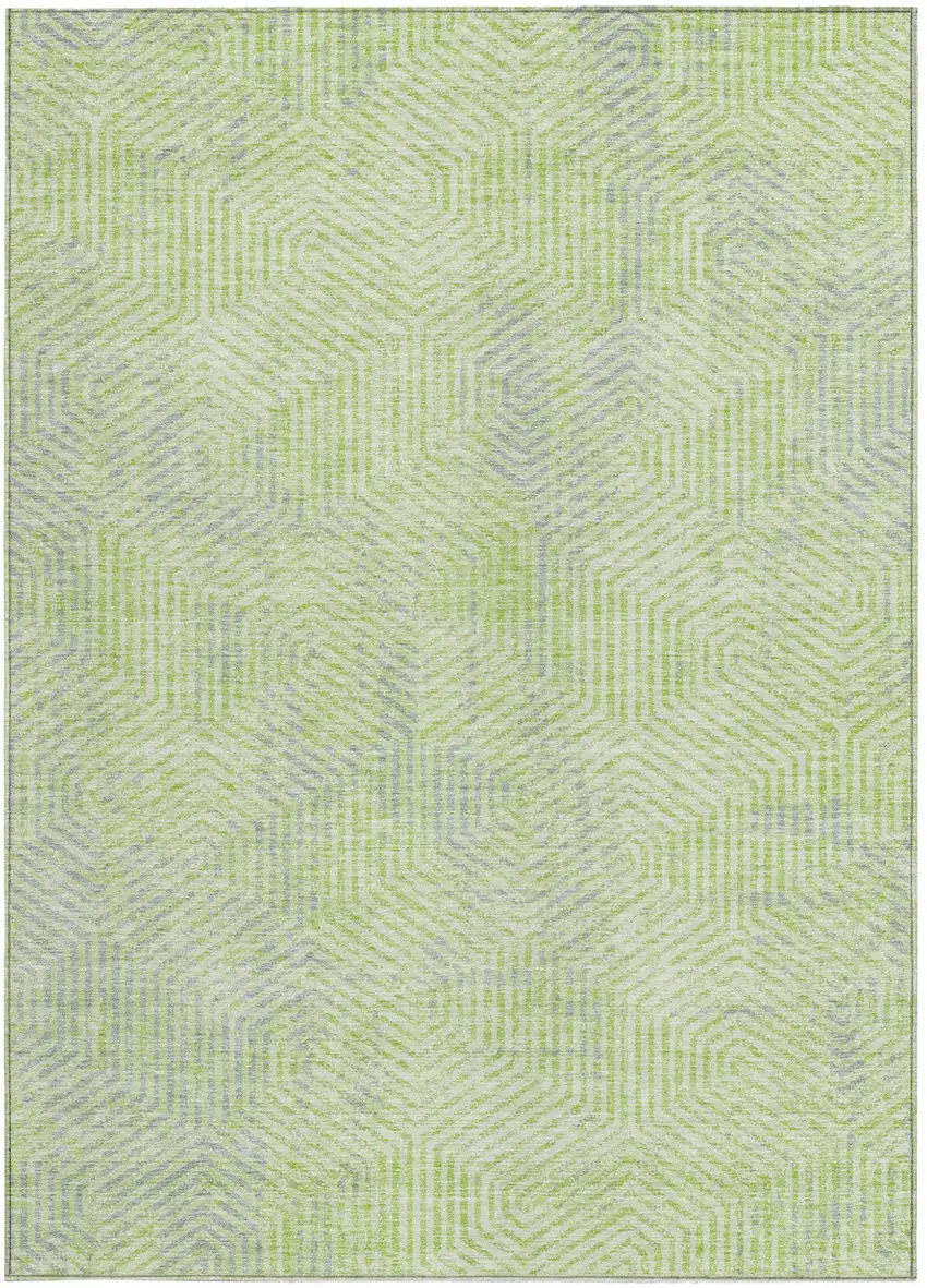 Lime Green Gray And Ivory Geometric Washable Indoor Outdoor Area Rug Photo 7