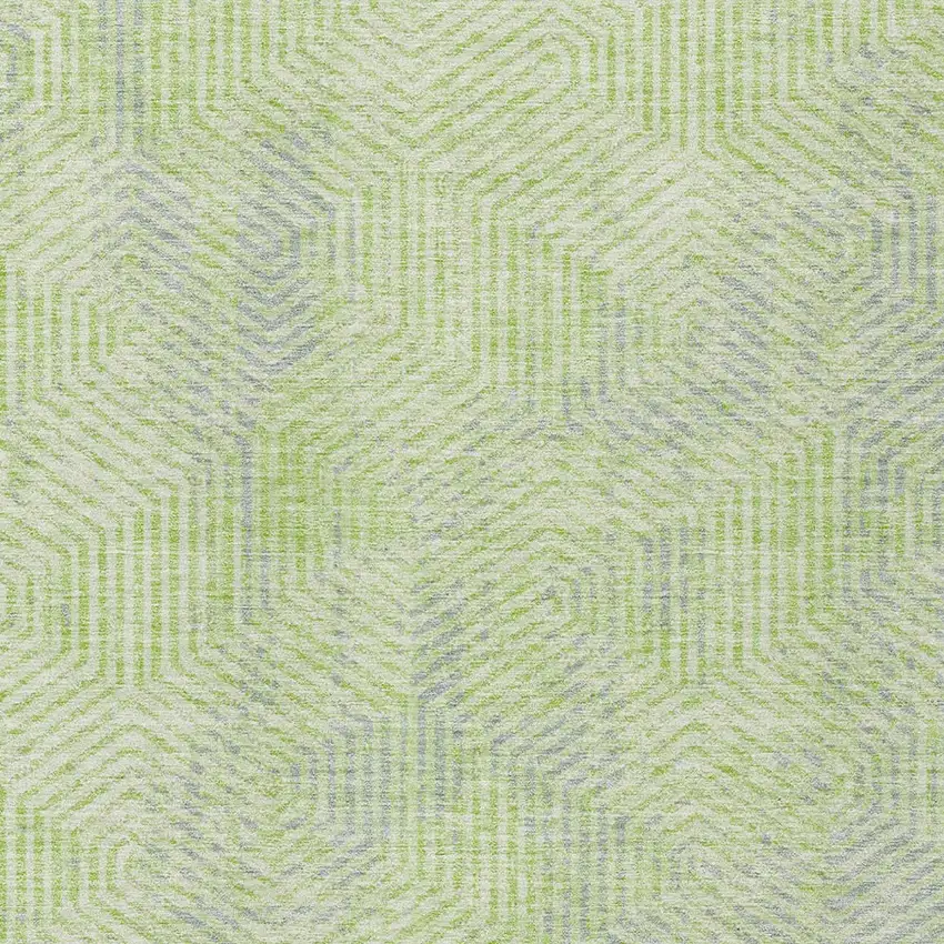 Lime Green Gray And Ivory Geometric Washable Indoor Outdoor Area Rug Photo 6