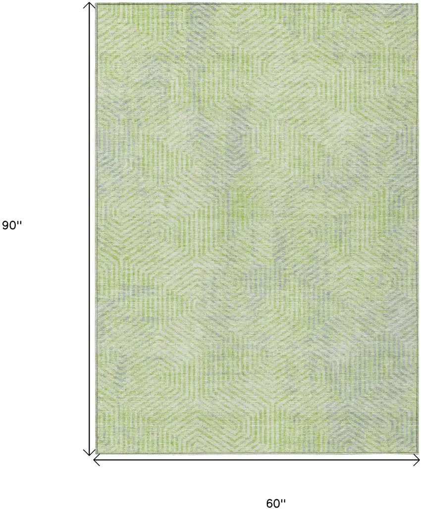 Lime Green Gray And Ivory Geometric Washable Indoor Outdoor Area Rug Photo 3
