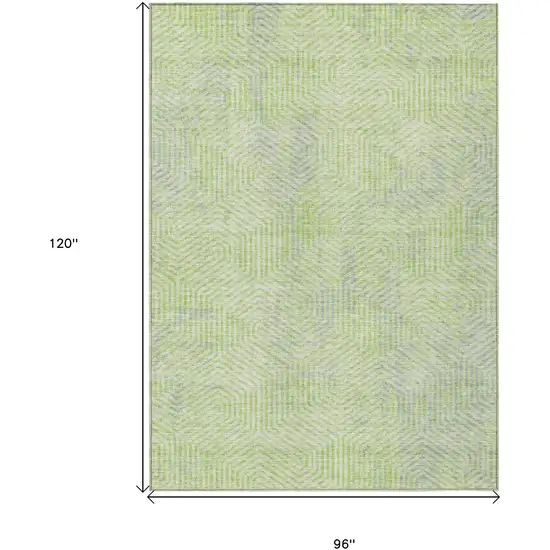 Lime Green Gray And Ivory Geometric Washable Indoor Outdoor Area Rug Photo 3