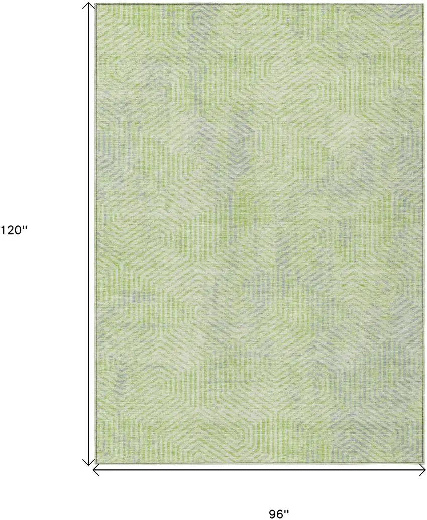 Lime Green Gray And Ivory Geometric Washable Indoor Outdoor Area Rug Photo 3