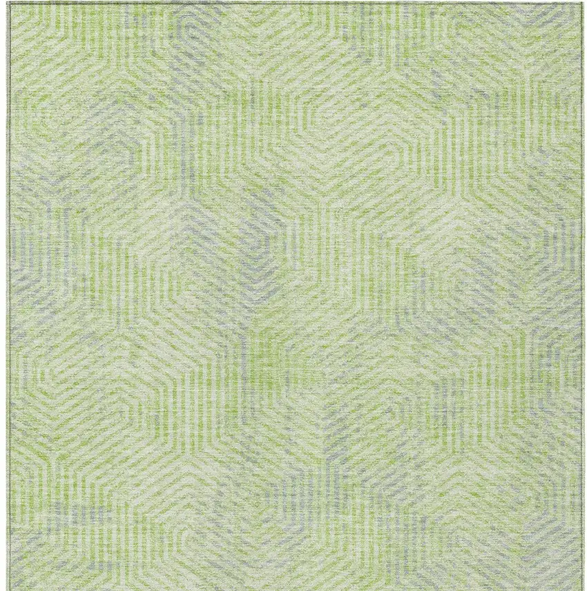 Lime Green Gray And Ivory Geometric Washable Indoor Outdoor Area Rug Photo 7