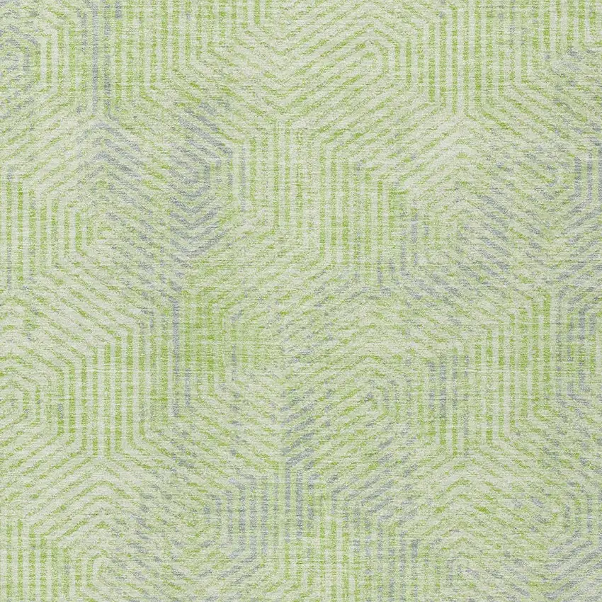 Lime Green Gray And Ivory Geometric Washable Indoor Outdoor Area Rug Photo 6