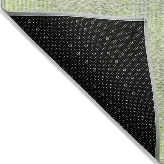 Lime Green Gray And Ivory Geometric Washable Indoor Outdoor Area Rug Photo 4