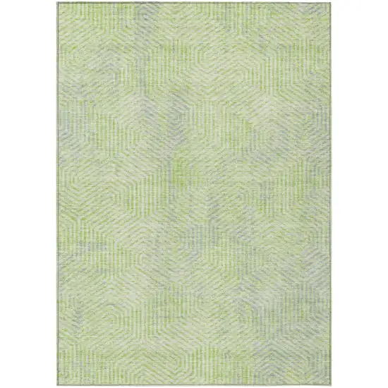Lime Green Gray And Ivory Geometric Washable Indoor Outdoor Area Rug Photo 2