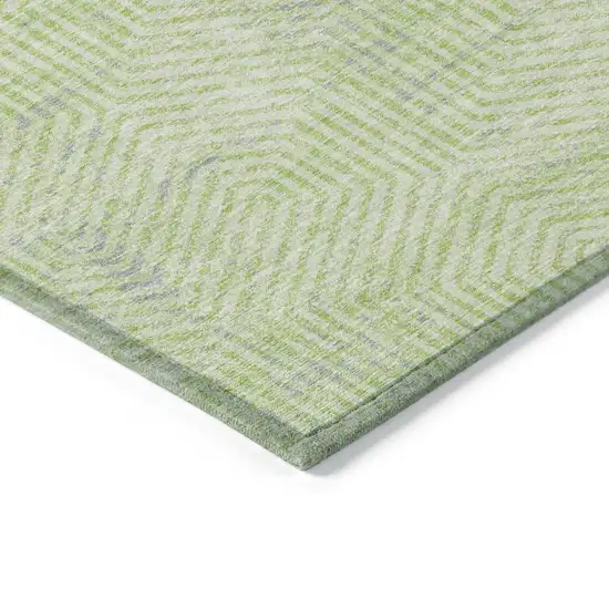 Lime Green Gray And Ivory Geometric Washable Indoor Outdoor Area Rug Photo 5