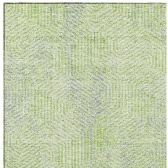 Lime Green Gray And Ivory Geometric Washable Indoor Outdoor Area Rug Photo 6