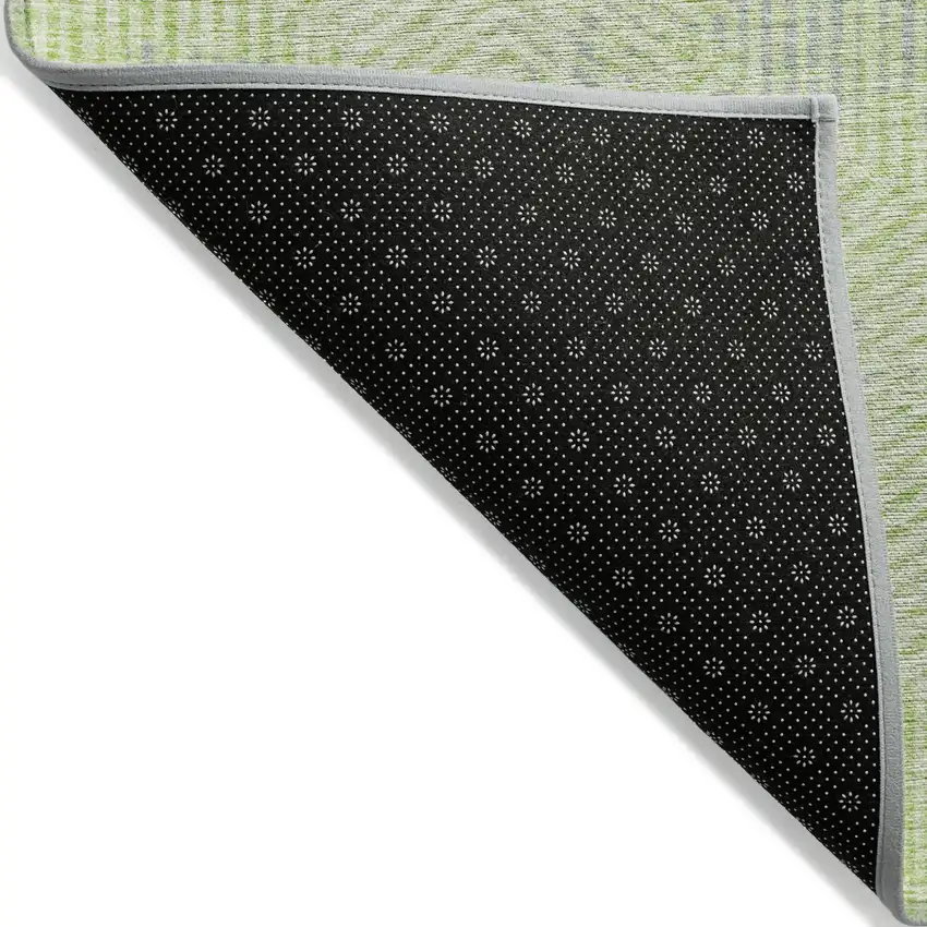 Lime Green Gray And Ivory Geometric Washable Indoor Outdoor Area Rug Photo 4
