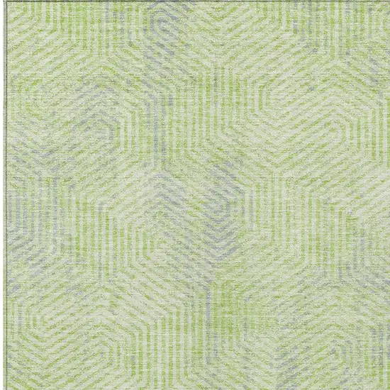 Lime Green Gray And Ivory Geometric Washable Indoor Outdoor Area Rug Photo 6