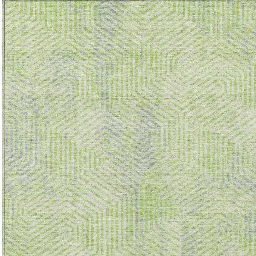 Lime Green Gray And Ivory Geometric Washable Indoor Outdoor Area Rug Photo 6