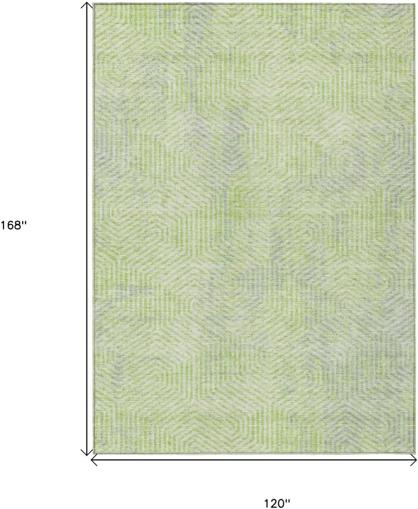 Lime Green Gray And Ivory Geometric Washable Indoor Outdoor Area Rug Photo 3