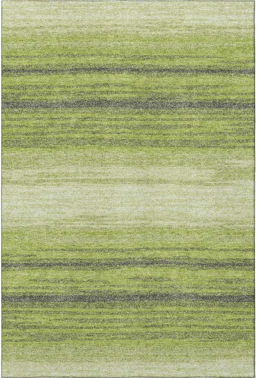 Lime Green Gray And Ivory Striped Washable Area Rug With UV Protection Photo 3
