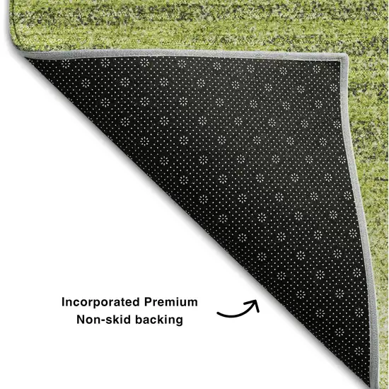 Lime Green Gray And Ivory Striped Washable Area Rug With UV Protection Photo 6