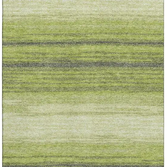 Lime Green Gray And Ivory Striped Washable Area Rug With UV Protection Photo 2