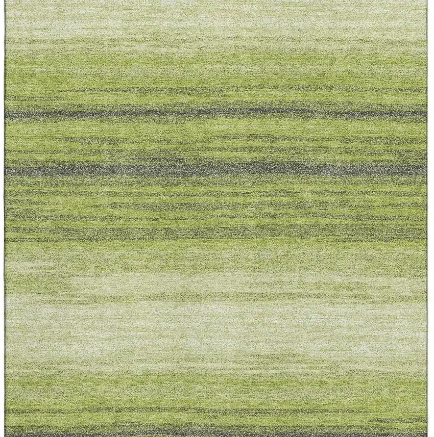 Lime Green Gray And Ivory Striped Washable Area Rug With UV Protection Photo 2