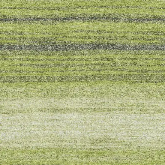 Lime Green Gray And Ivory Striped Washable Area Rug With UV Protection Photo 2