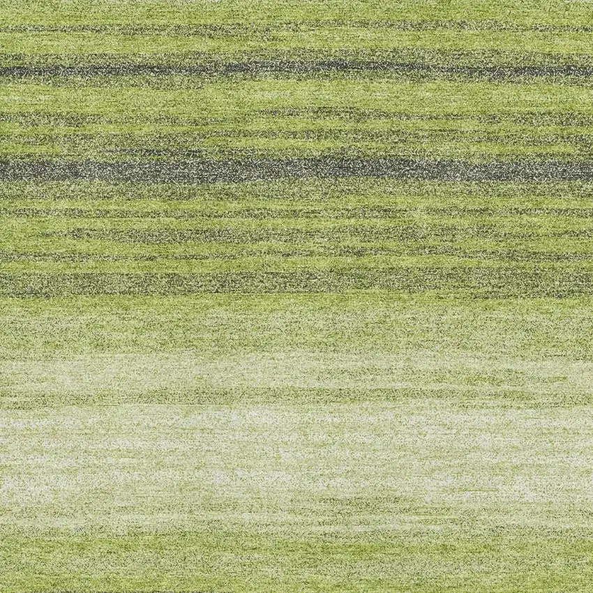 Lime Green Gray And Ivory Striped Washable Area Rug With UV Protection Photo 2