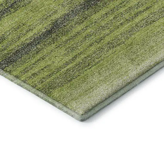 Lime Green Gray And Ivory Striped Washable Area Rug With UV Protection Photo 7