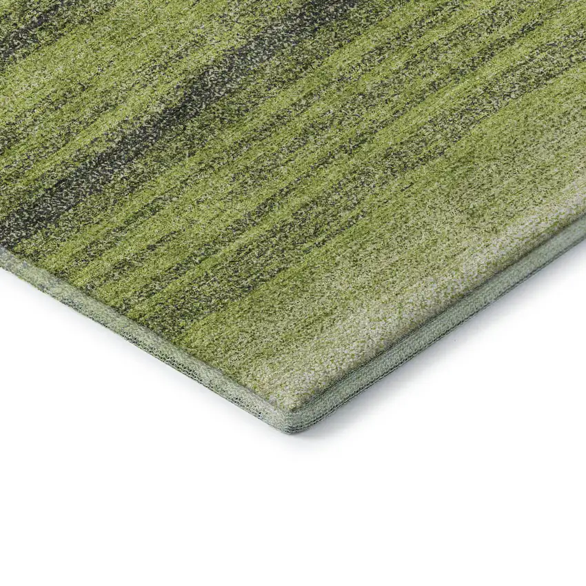 Lime Green Gray And Ivory Striped Washable Area Rug With UV Protection Photo 7