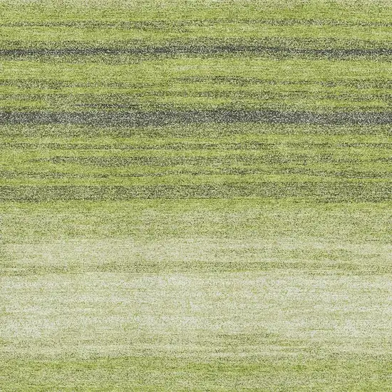 Lime Green Gray And Ivory Striped Washable Area Rug With UV Protection Photo 2