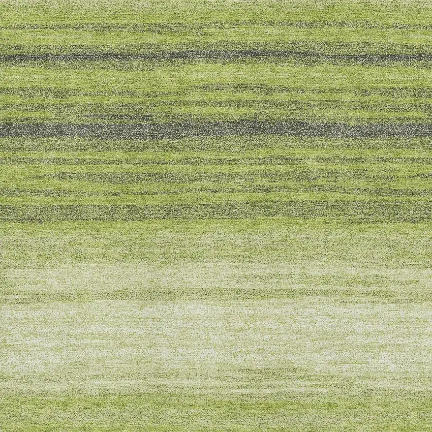 Lime Green Gray And Ivory Striped Washable Area Rug With UV Protection Photo 2