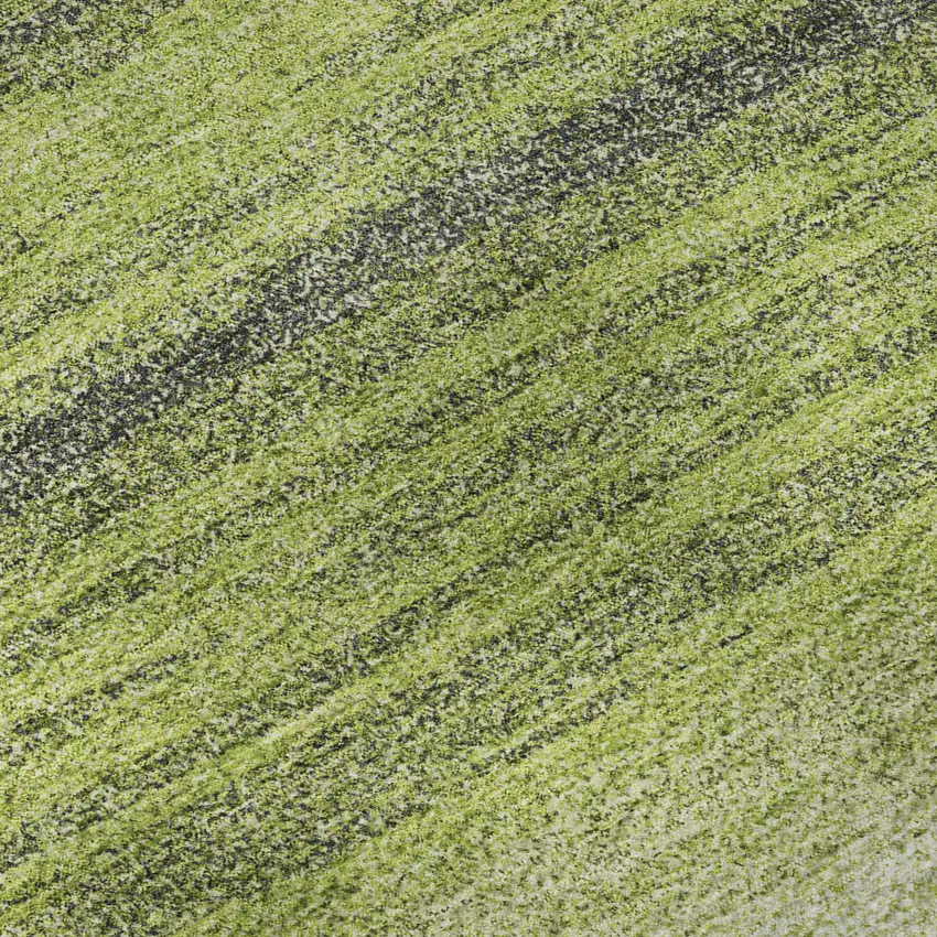 Lime Green Gray And Ivory Striped Washable Area Rug With UV Protection Photo 9