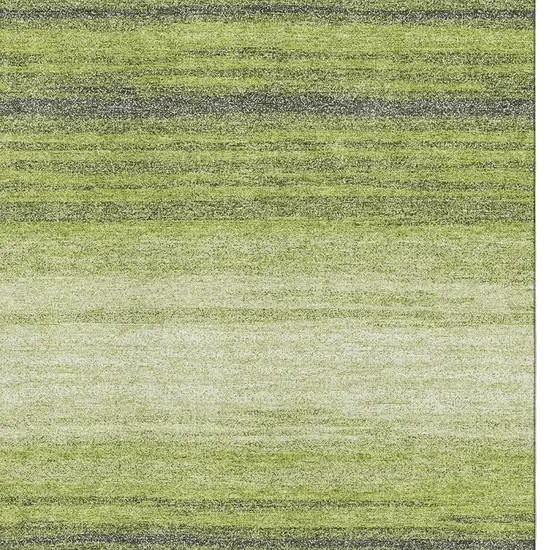 Lime Green Gray And Ivory Striped Washable Area Rug With UV Protection Photo 2