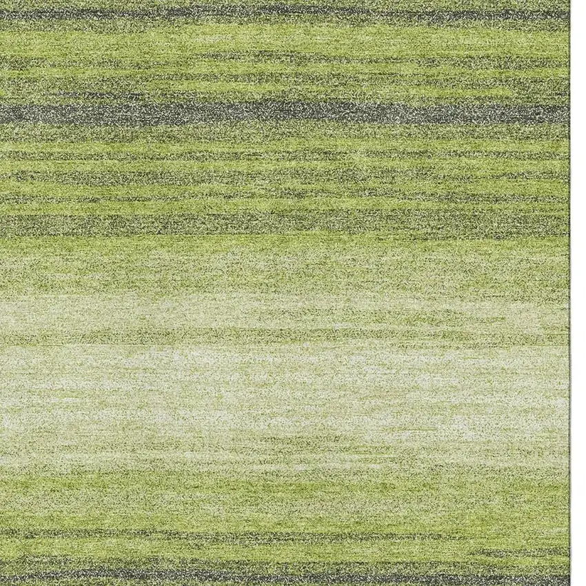 Lime Green Gray And Ivory Striped Washable Area Rug With UV Protection Photo 2
