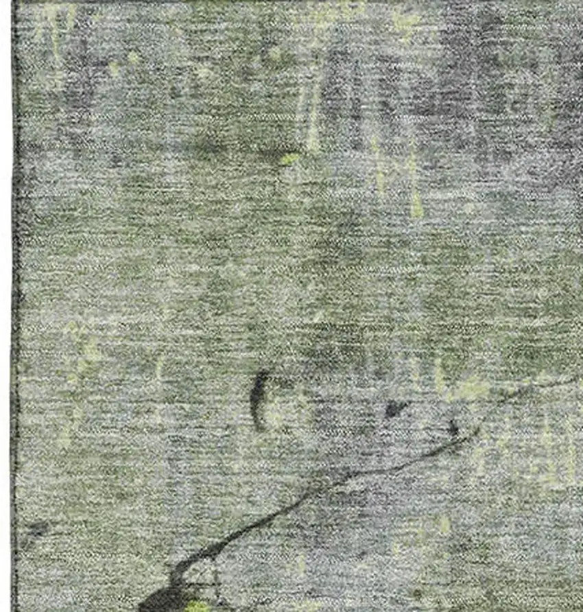 Lime Green Gray And Silver Abstract Washable Area Rug With UV Protection Photo 3