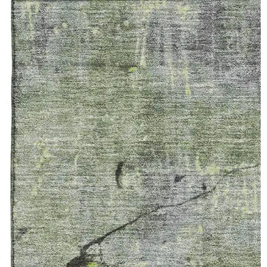 Lime Green Gray And Silver Abstract Washable Area Rug With UV Protection Photo 2