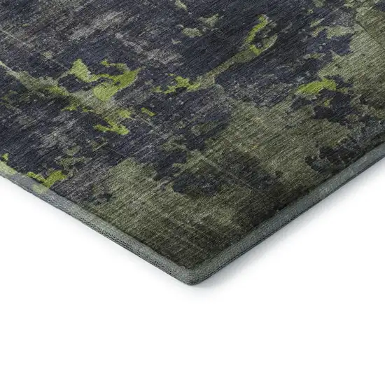 Lime Green Gray And Silver Abstract Washable Area Rug With UV Protection Photo 7