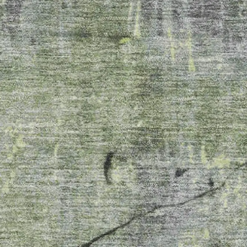 Lime Green Gray And Silver Abstract Washable Area Rug With UV Protection Photo 2