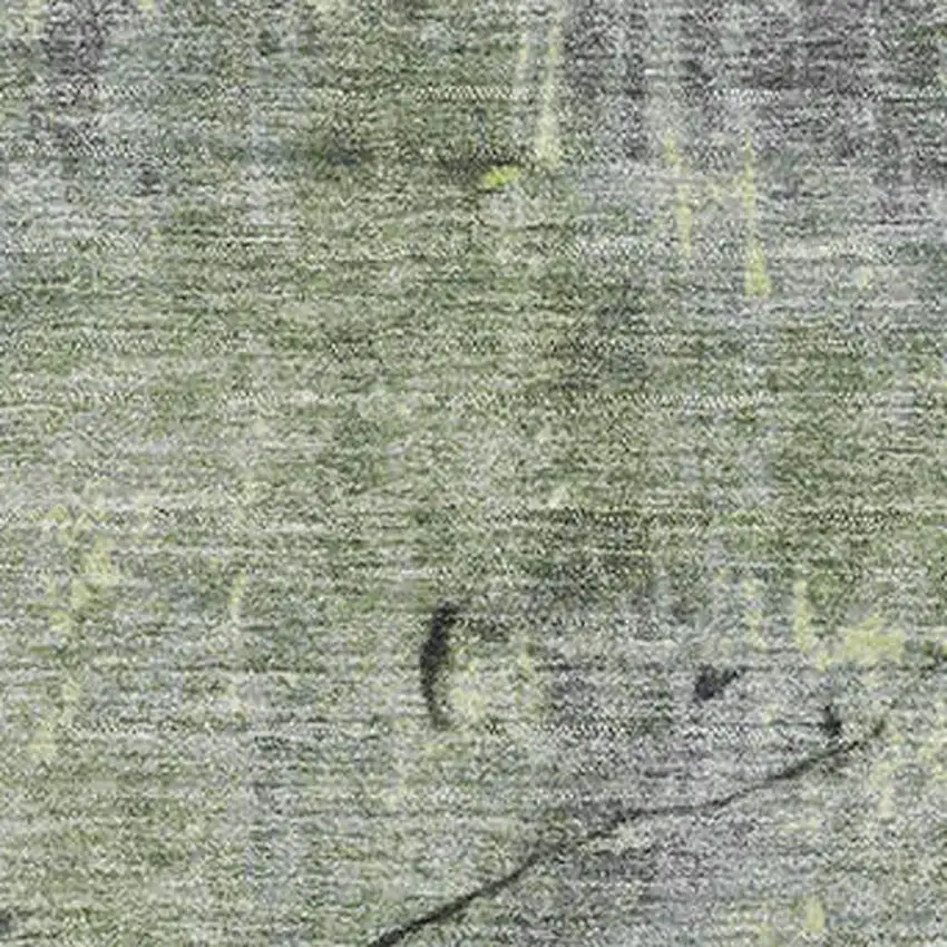 Lime Green Gray And Silver Abstract Washable Area Rug With UV Protection Photo 2