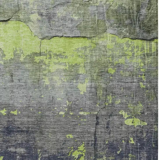 Lime Green Gray And Silver Abstract Washable Indoor Outdoor Area Rug Photo 7