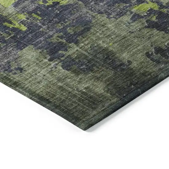 Lime Green Gray And Silver Abstract Washable Indoor Outdoor Area Rug Photo 9