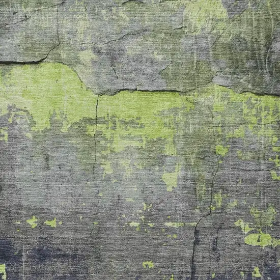 Lime Green Gray And Silver Abstract Washable Indoor Outdoor Area Rug Photo 4