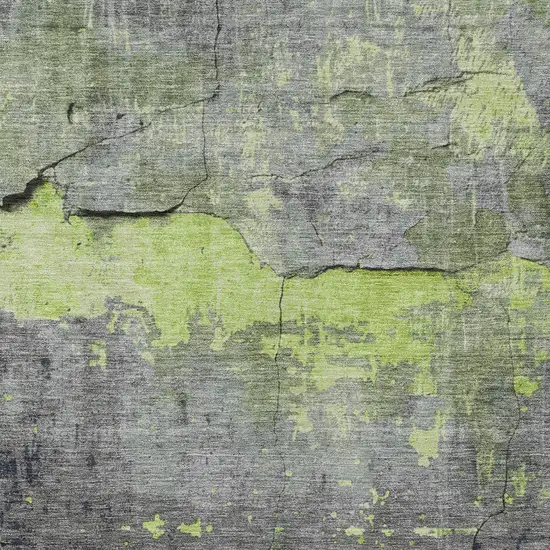 Lime Green Gray And Silver Abstract Washable Indoor Outdoor Area Rug Photo 6