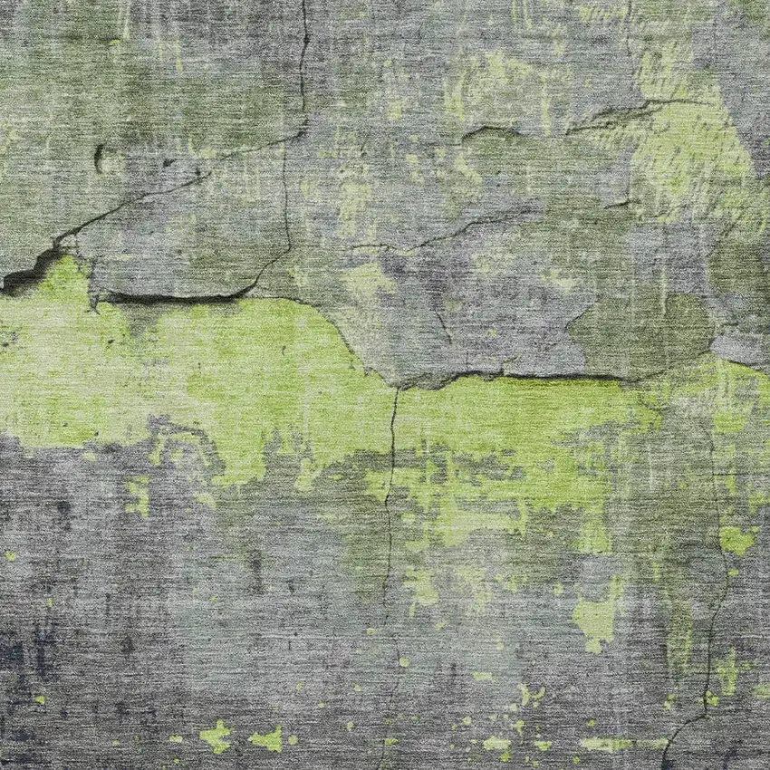 Lime Green Gray And Silver Abstract Washable Indoor Outdoor Area Rug Photo 6
