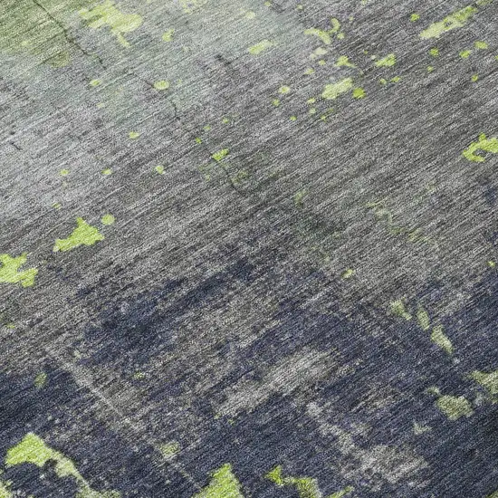 Lime Green Gray And Silver Abstract Washable Indoor Outdoor Area Rug Photo 8