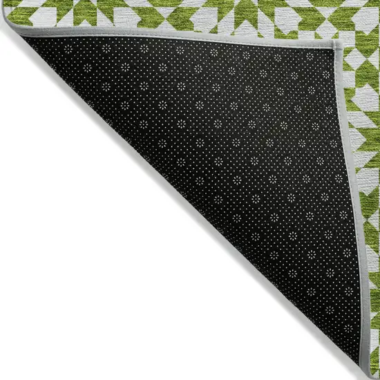 Lime Green Ivory And Beige Floral Medallion Washable Indoor Outdoor Area Rug Photo 2