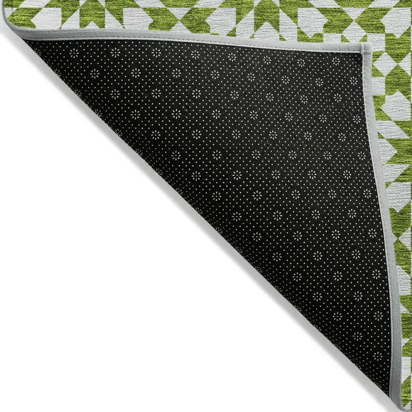 Lime Green Ivory And Beige Floral Medallion Washable Indoor Outdoor Area Rug Photo 2