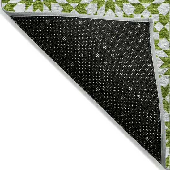 Lime Green Ivory And Beige Floral Medallion Washable Indoor Outdoor Area Rug Photo 2