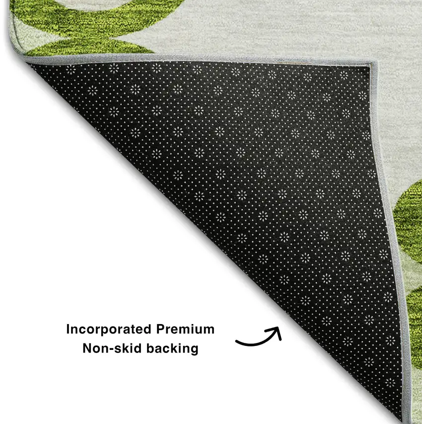 Lime Green Ivory And Beige Trellis Washable Area Rug With UV Protection Photo 7