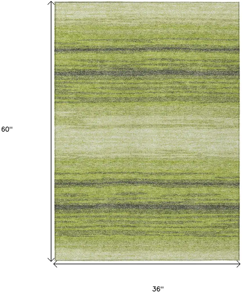 Lime Green Ivory And Black Striped Washable Indoor Outdoor Area Rug Photo 3