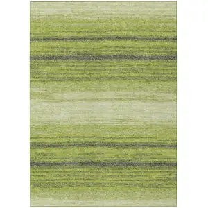 Photo of Lime Green Ivory And Black Striped Washable Indoor Outdoor Area Rug