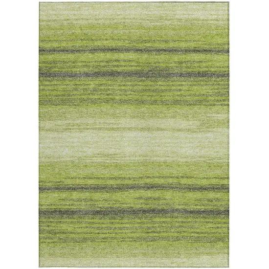 Lime Green Ivory And Black Striped Washable Indoor Outdoor Area Rug Photo 7
