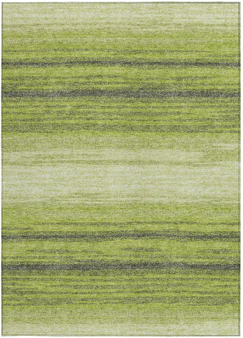 Lime Green Ivory And Black Striped Washable Indoor Outdoor Area Rug Photo 7